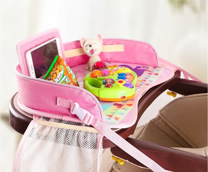 Baby car seat tray table 42x32x8 cm Oxford polyester blue travel activity tray