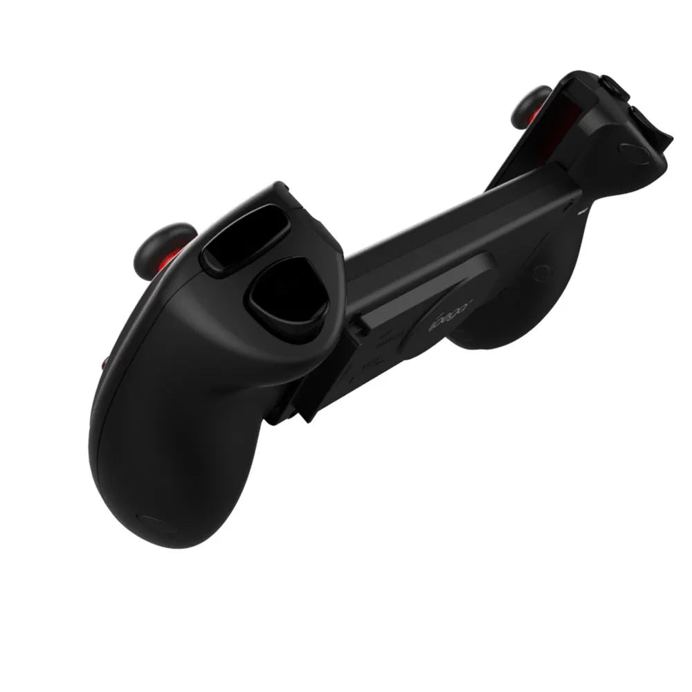 Red telescopic Bluetooth gamepad for Android iOS and PC gaming with USB cable