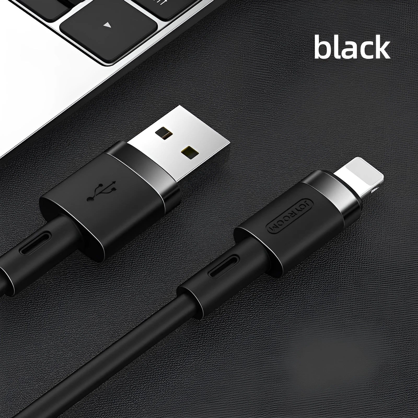 Type-C data charger cable in five colour options showing straight connector and 1.2m length