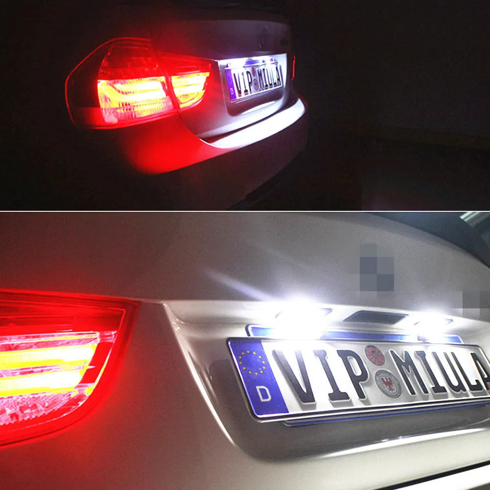 Volkswagen LED licence plate light unit for Golf, Polo, Phaeton models with 24 SMD LEDs.