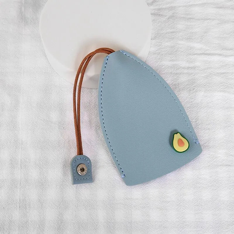 Cartoon design pull-out car key case in PU leather with removable decorative cover