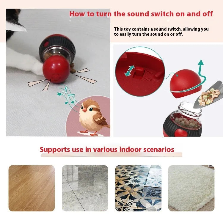 Rotating plastic cat toy with colourful super ball accessory showing 155mm diameter
