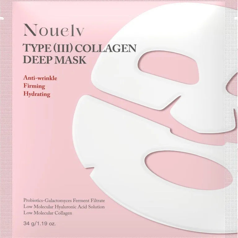 Pack of four collagen layered patch face masks for moisturising and rejuvenating skincare.