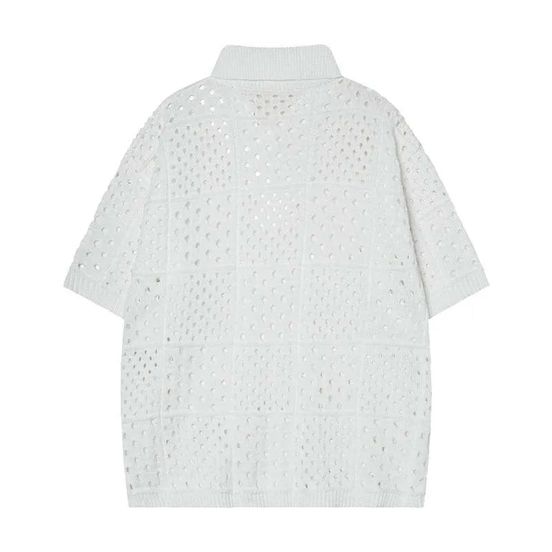 Solid colour short-sleeved polo shirt in loose fit cardigan style for teenagers