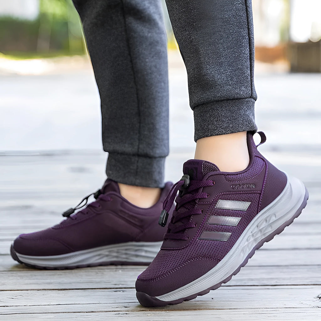 Breathable non-slip mom shoes with mesh upper and elastic band closure in various colours