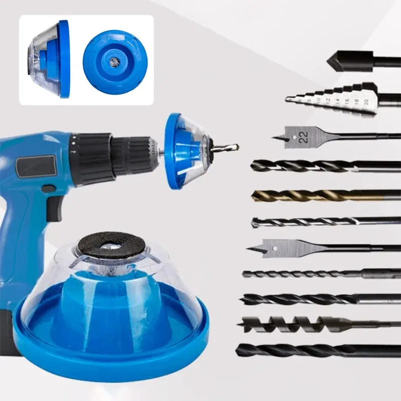 Blue electric hammer dust cover for drill accessories with debris collection cavity