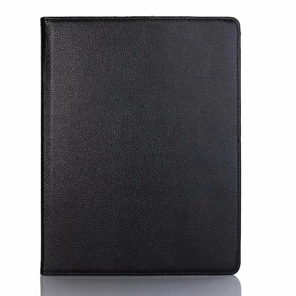 iPad Pro rotating protective sleeve in imitation leather showing clamshell design with twelve colour options