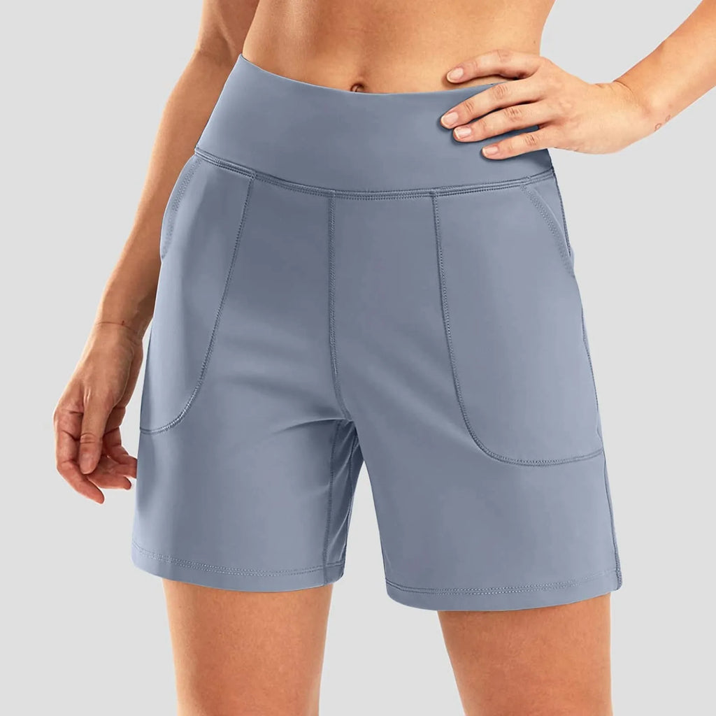 Men's summer quick-drying breathable polyester shorts in black, mid-waist with pockets