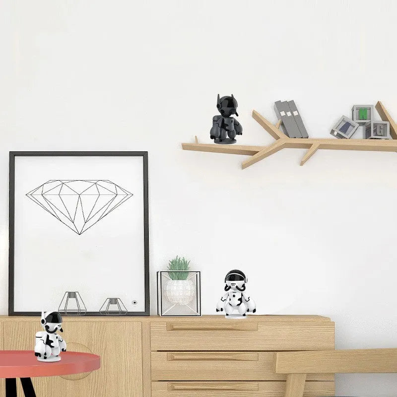 White wireless security camera on a stand, showing lens and compact design for home monitoring.