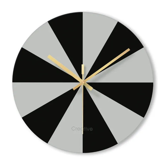 Minimalist clear tempered glass wall clock with printed numerals, 29.5cm in diameter.