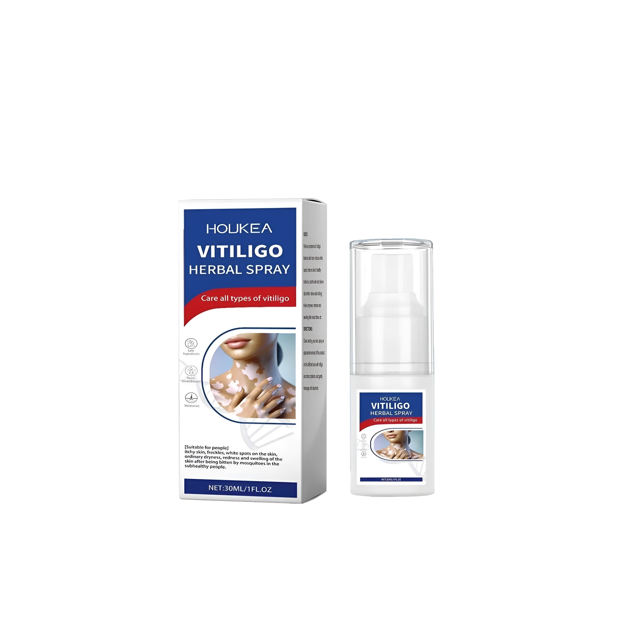 Herbal Skin Soothing Spray 30ml bottle with menthol, tea tree oil, and mint leaves
