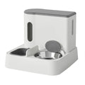 Automatic cat feeder and water dispenser with integrated double bowl in grey, green, or yellow