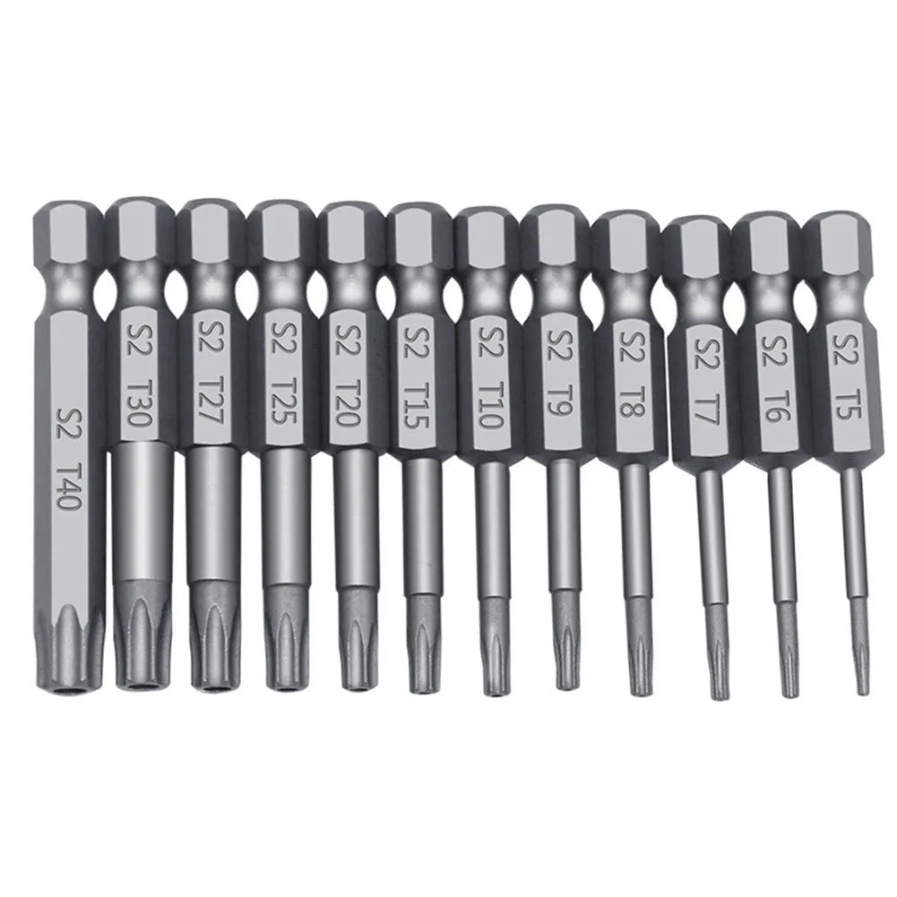 Hexagon handle screwdriver bit set with alloy bits in various lengths including 50mm 75mm 100mm