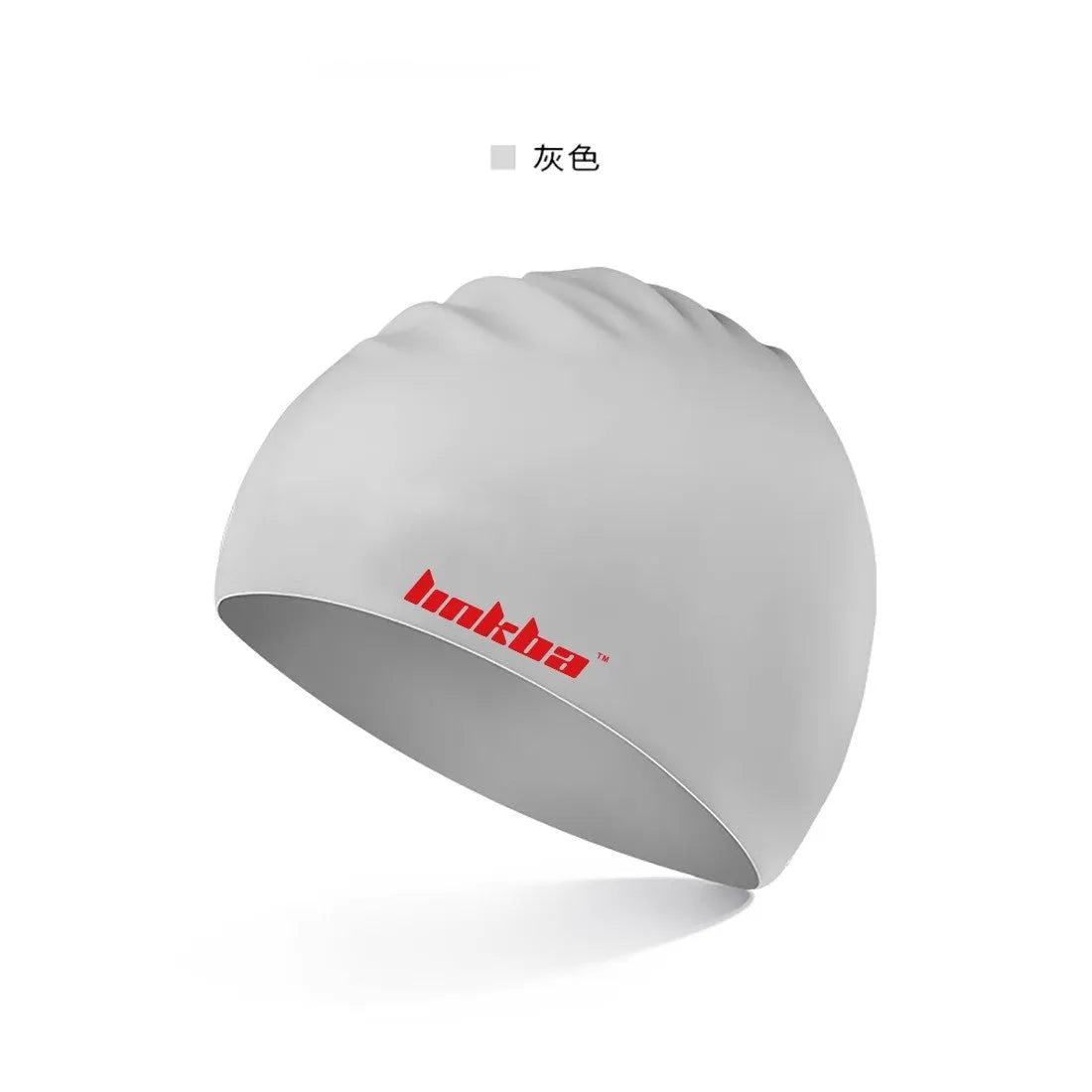 Silicone swimming cap with waterproof earmuffs in multiple colours featuring letters pattern design