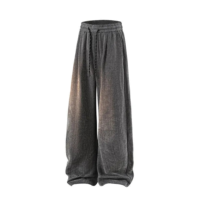 Plus size straight-leg trousers with fleece lining in light grey, dark grey, or black.