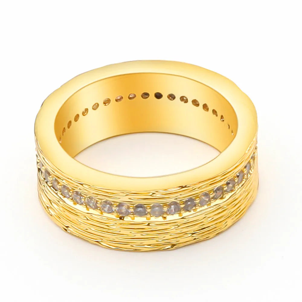 Geometric gold electroplated copper women's ring showing clean lines and contemporary design