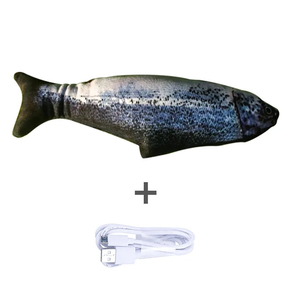 30cm long multicolour electric jumping fish simulation cat toy with USB cable