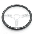 Black electroplated peach wood steering wheel 15-inch diameter classic car part