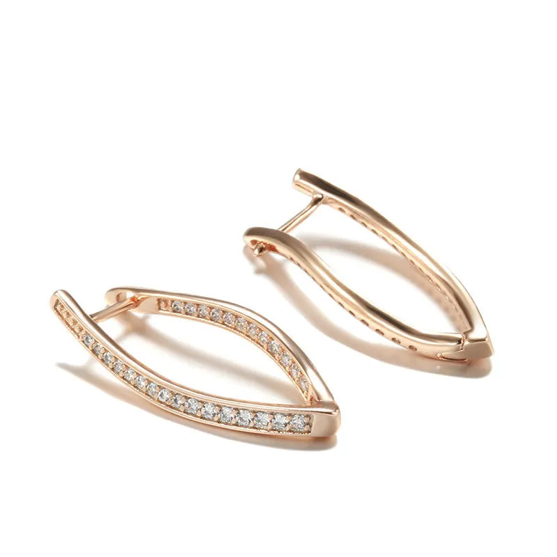 Geometric copper drop earrings with cubic zirconia stones for women, H0493 colour.