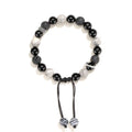 Diamond-shaped black agate map stone volcanic rock bracelet in New Chinese style.