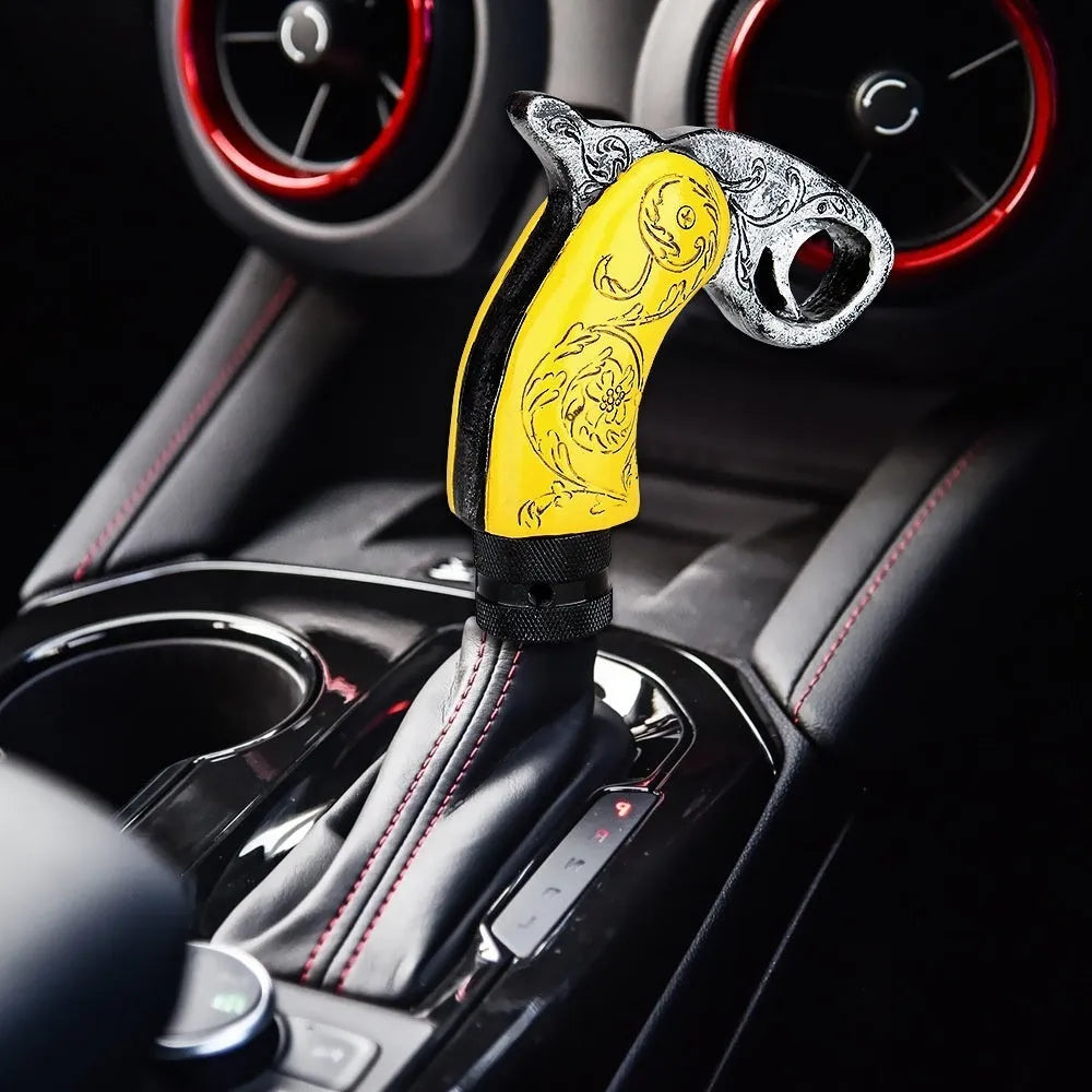 Silver resin hanging gear lever with a smooth finish for universal car modification use