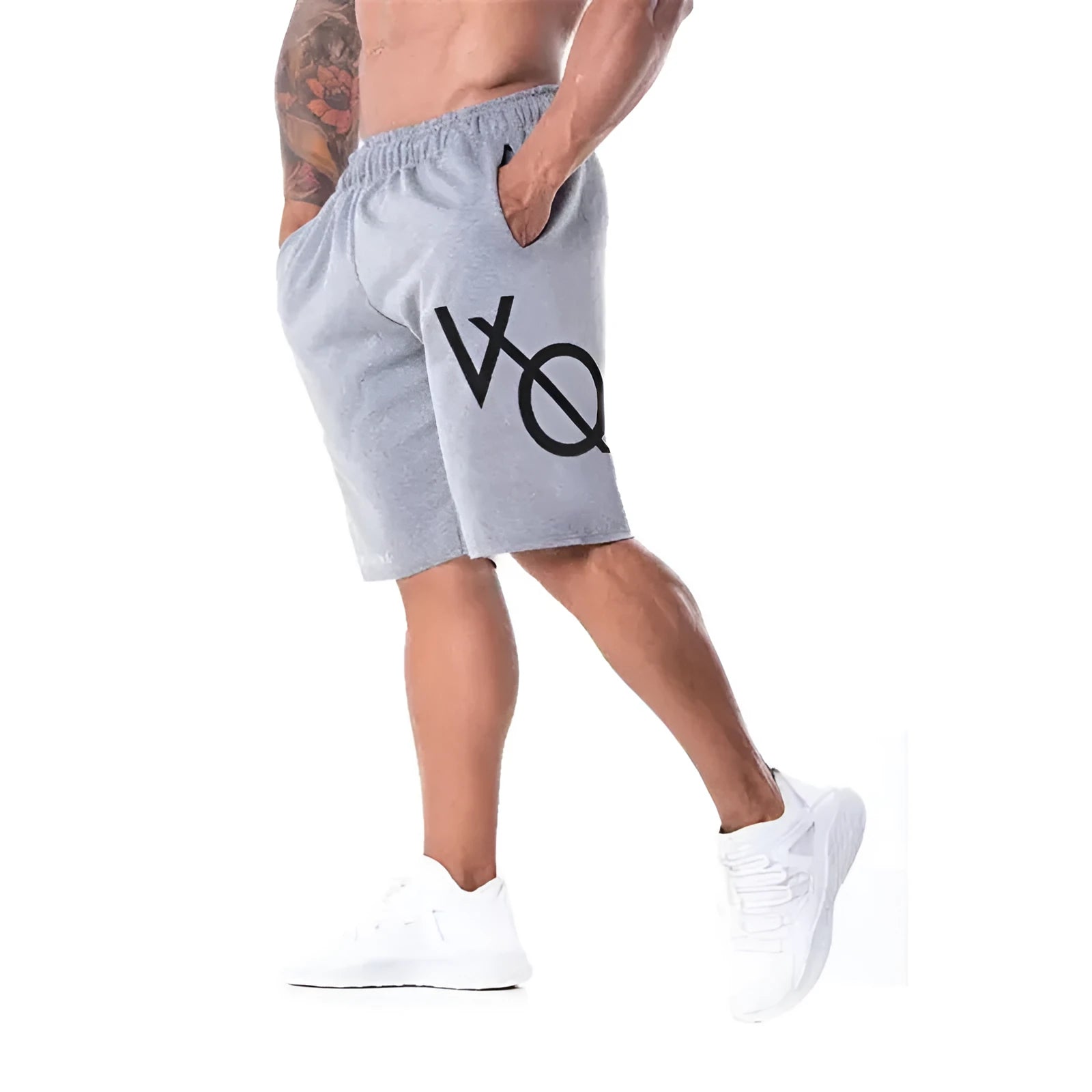 Men's Sports Fitness Running Five-point Pants Casual Cotton Blend Shorts for Adult Male in Black Light Grey with Adjustable Waist and Loose Fit for Spring Summer Autumn Winter Suitable for Running and Sports Leisure Activities M to XXL Sizes Available