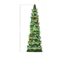 Resin and plastic Christmas tree decorative light ornament in European style, shown in coloured or warm light.