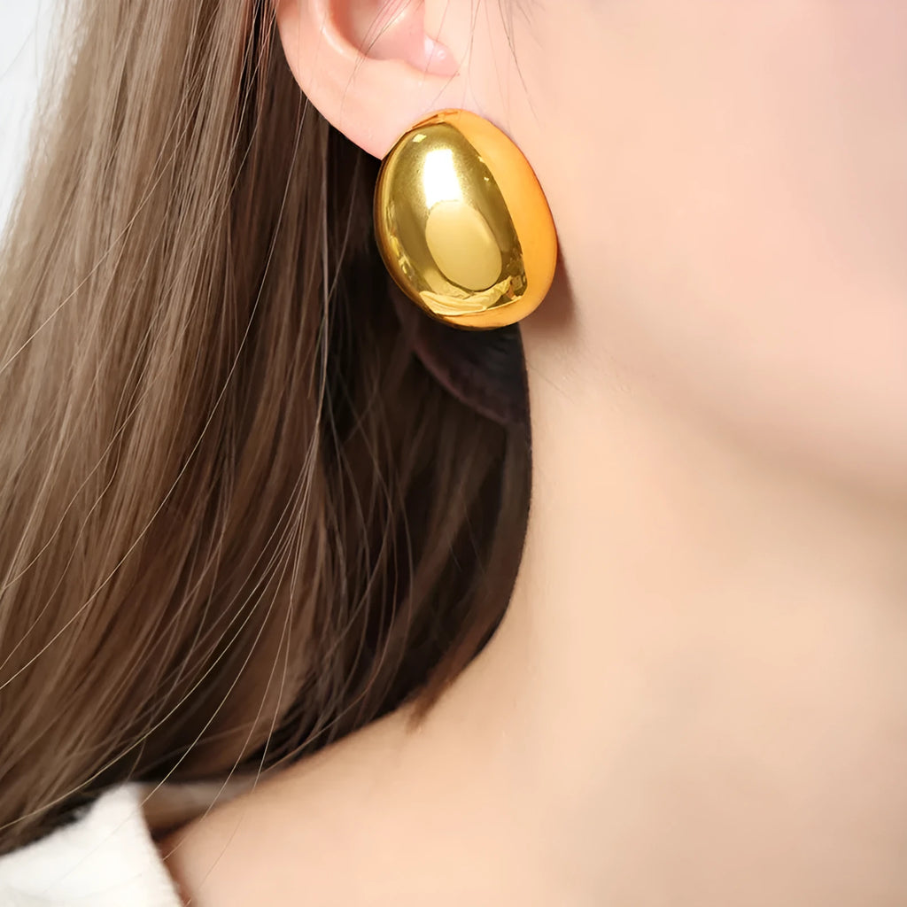 Geometric 18K gold-plated ear studs for women with a glazed surface, colour DFE139.