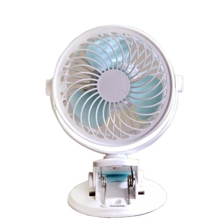 Compact USB desk fan with three blades and brushless motor for quiet operation below 36dB