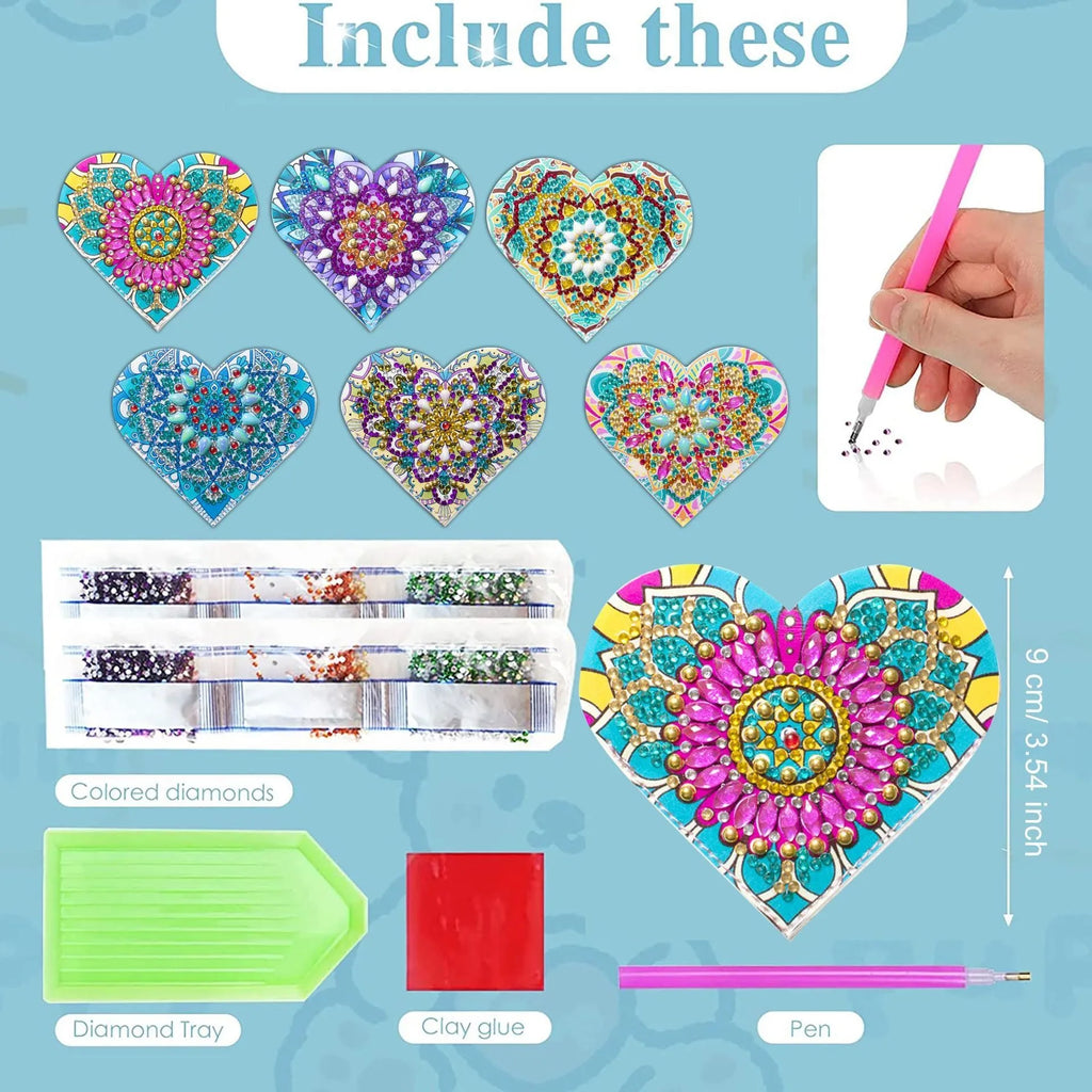 Six handmade PU leather bookmarks with crystal flower cornerite designs in modern simplicity style