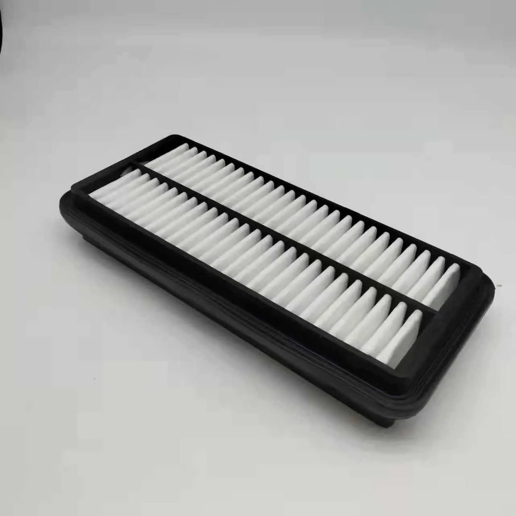 Black car air filter with 256mm x 113mm x 40mm dimensions for modern vehicle replacement
