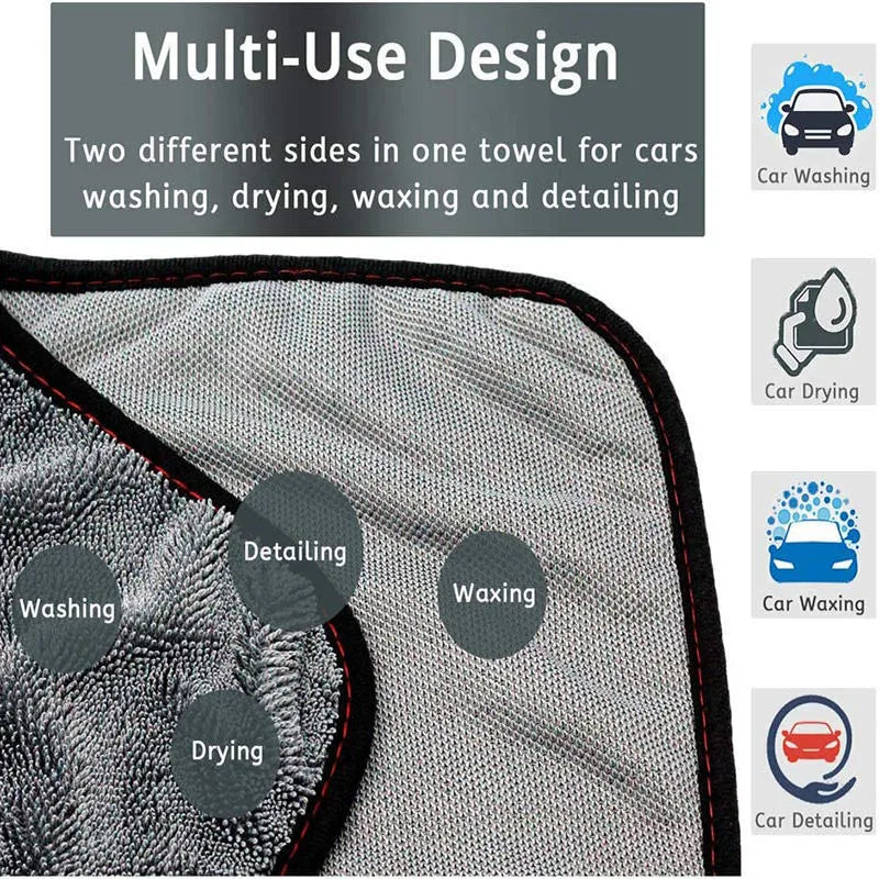 Grey 40x40cm square microfiber car wash and drying towel.
