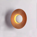 Round aluminium wall lamp with LED lighting in white and gold colour combination for bedroom or living room