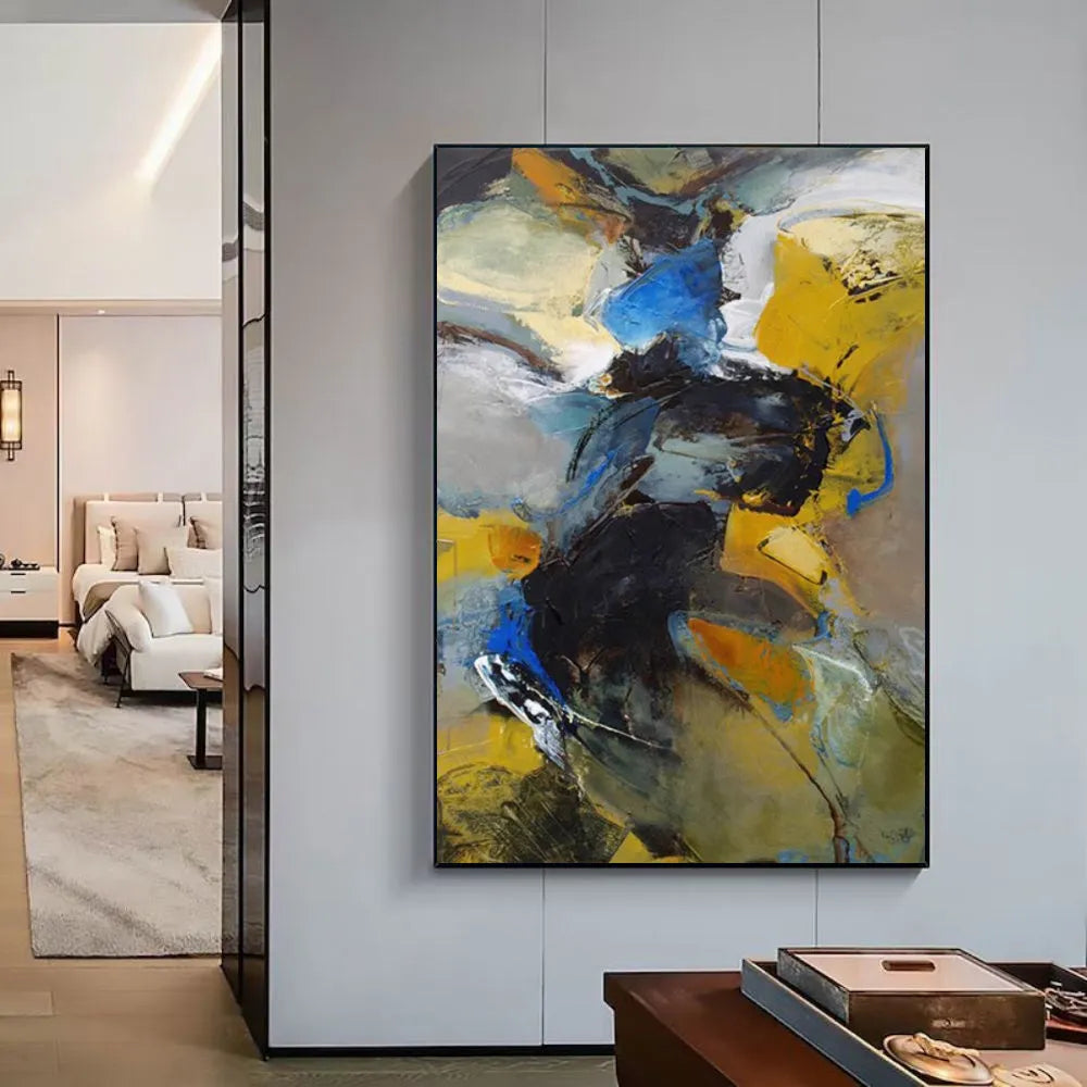 Handmade oil painting on canvas, modern abstract design, frameless and rolled, available in multiple sizes and colours