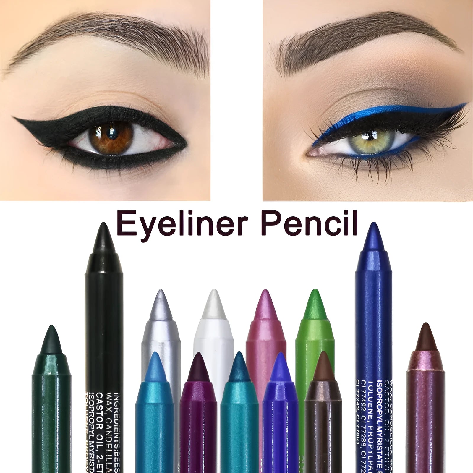 Dual use gel eyeliner pen waterproof sweat proof in 14 colours including black and espresso