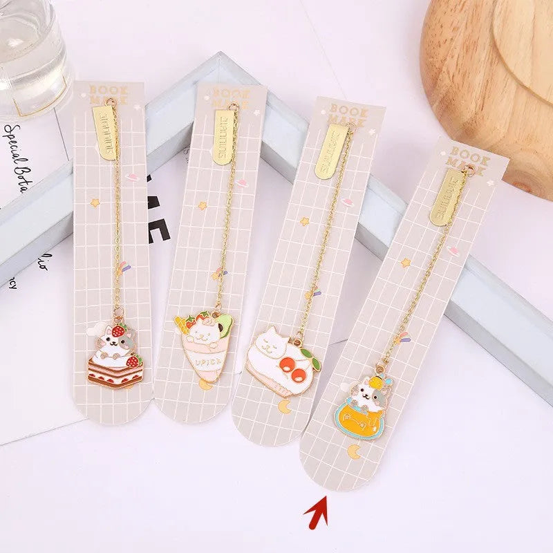 Jane Key Foodie Cat metal bookmark with cartoon designs, 3.8cm by 18.3cm