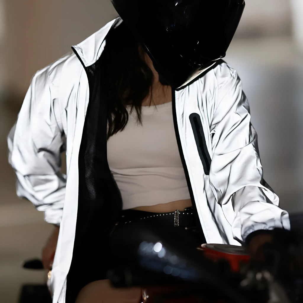 Silver waterproof windproof polyester long sleeved top coat with Asian and European size options