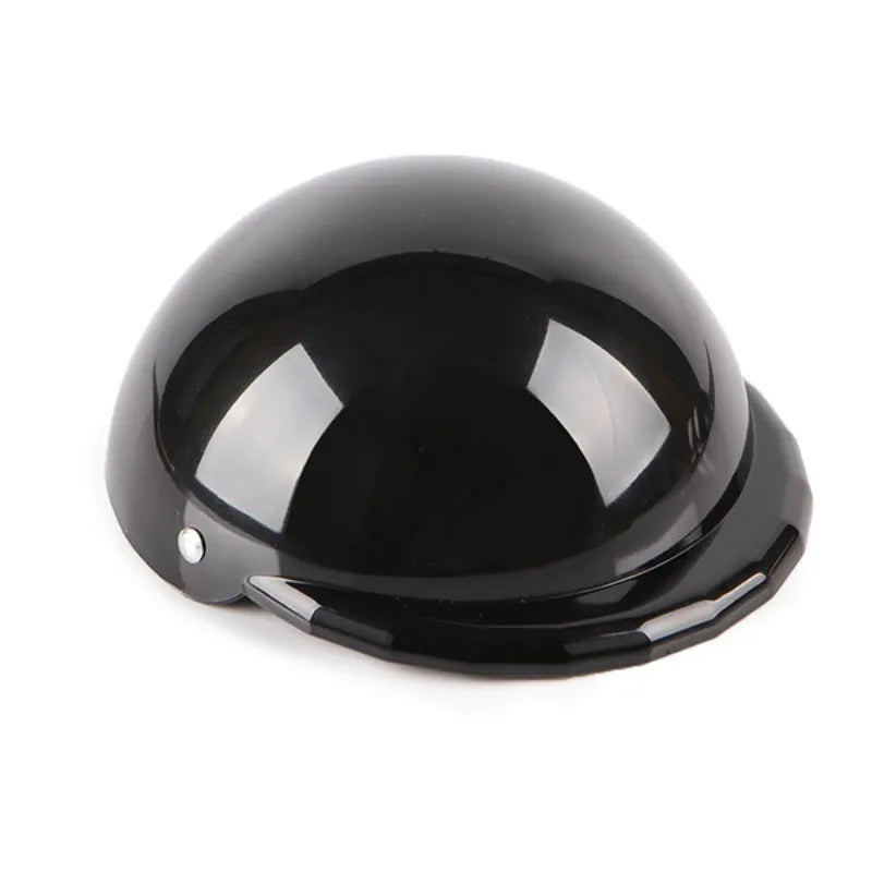 Plastic motorcycle-style cap helmet for a dog, shown in a solid colour with a Japanese aesthetic.