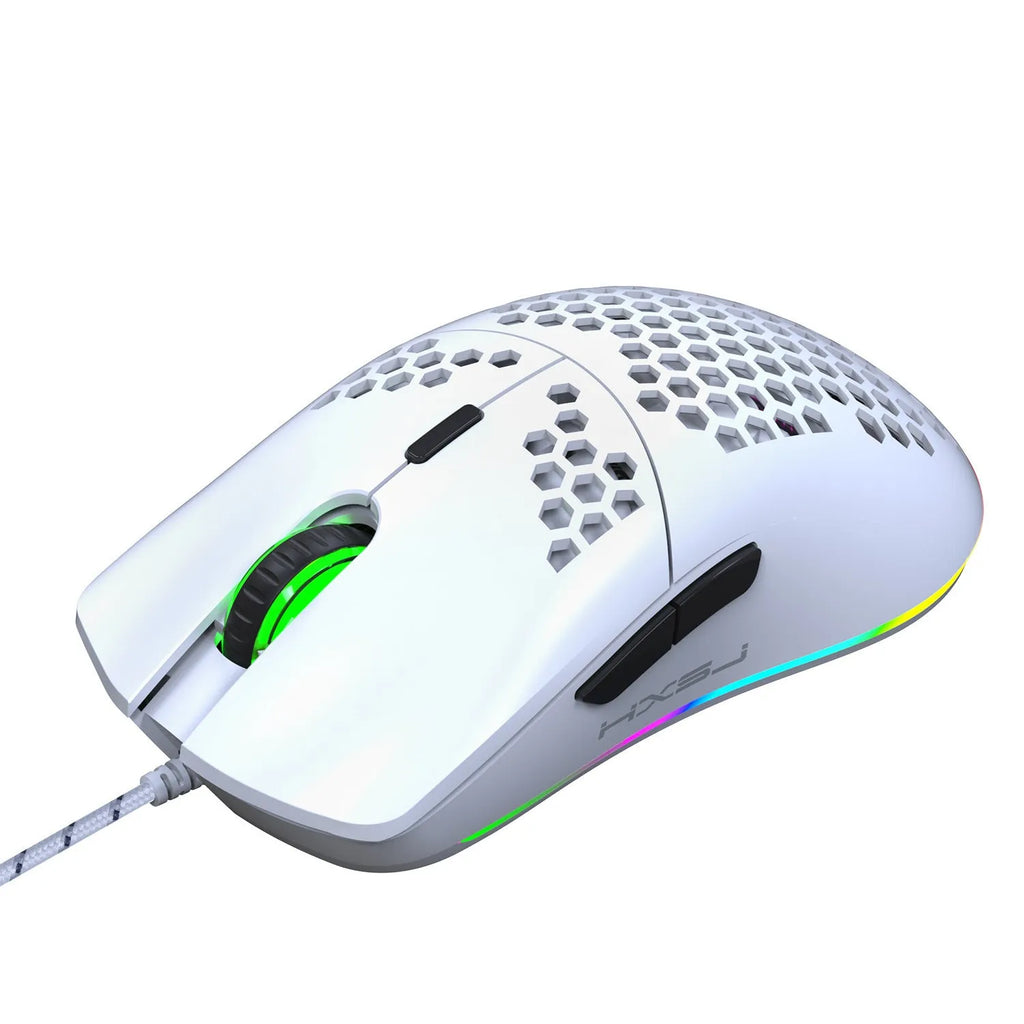 J900 honeycomb shell wired gaming mouse with RGB lighting in black colour