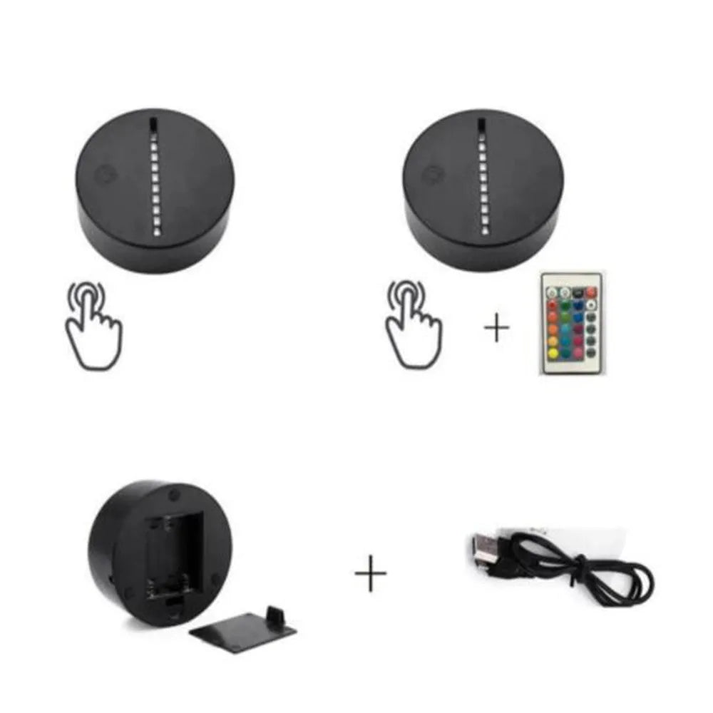 Panda 3 touch and remote control night light showing seven colour LED illumination options