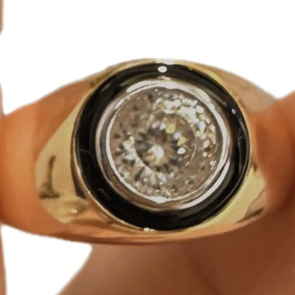 Copper electroplated adjustable wide ring with loose diamond texture in Starry Sky style
