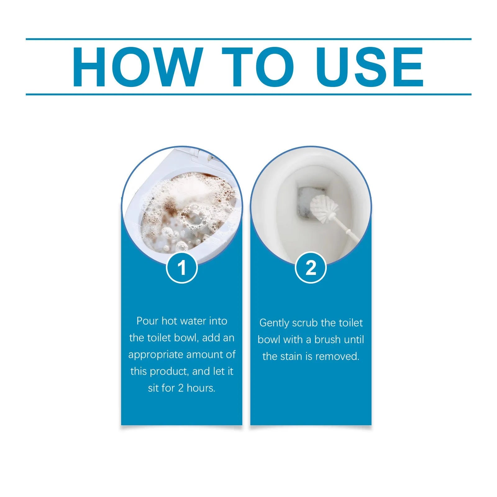 Four sachets of toilet cleaning powder showing 30g portions with 120g total weight