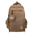 Large nylon school backpack in blue with curved shoulder straps and street style sewing detail