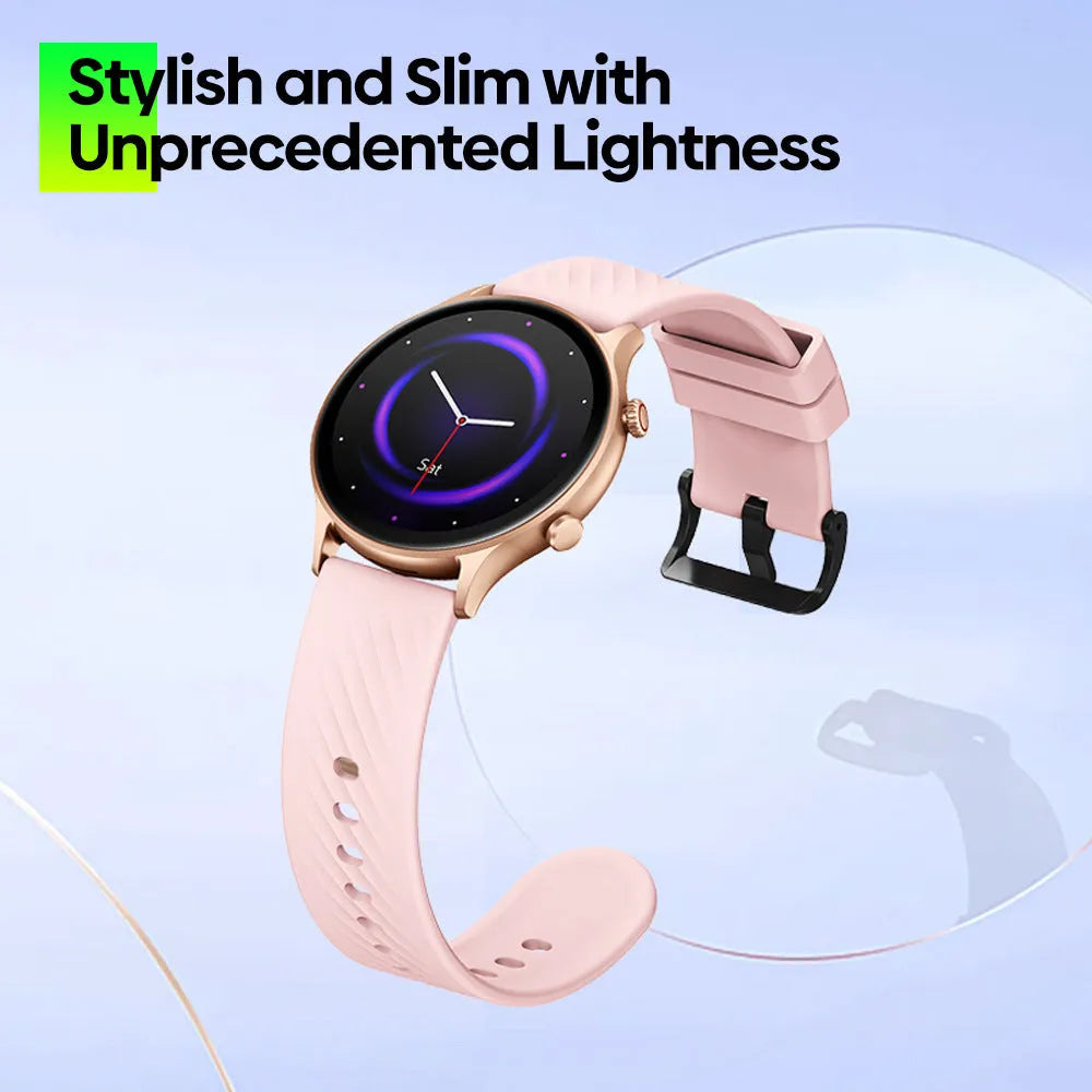 Smartwatch with Bluetooth fitness mode heart rate monitoring in black, also available in blue and pink
