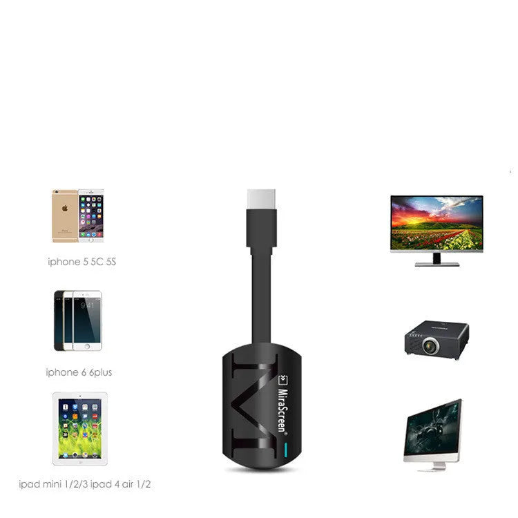 Black USB to HDMI screen mirroring dongle for smartphone TV connection measuring 52x26mm