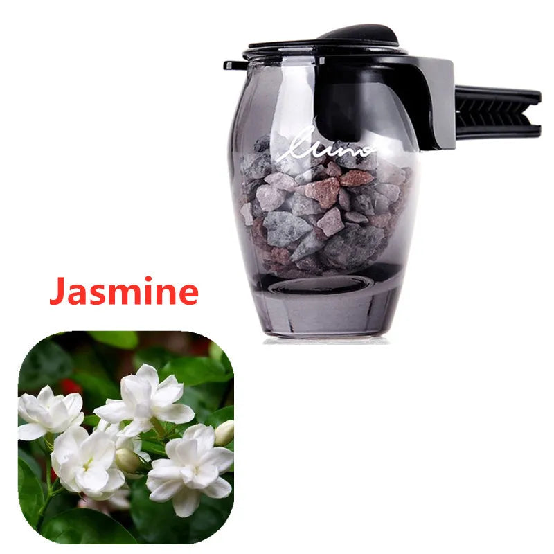 Car air outlet aromatherapy solid type glass bottle with zeolite fragrance floral scent for vehicle vent