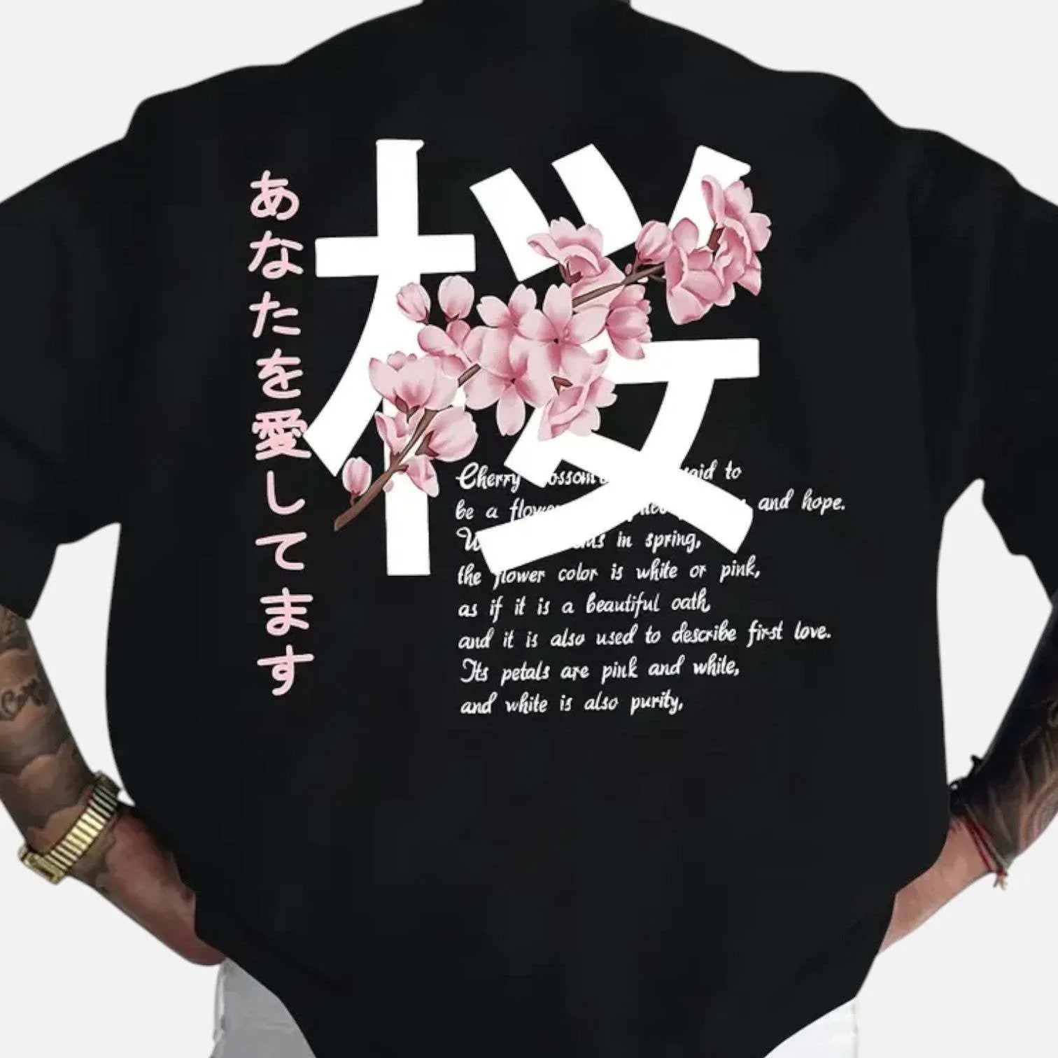 Men's short-sleeved cotton T-shirt loose fit in black pullover style