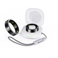 Black ceramic smart ring for heart rate and blood oxygen monitoring with charging case