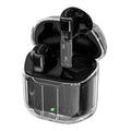 YX06 transparent TWS wireless headphones in black, green, orange, and white with charging case.