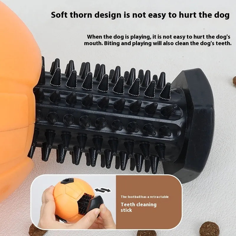 Orange and white TPR dog chew toy ball for teeth grinding and interactive play.